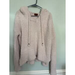 POL Plush Teddy Hoodie Sweater Size Large | Soft Cozy Pullover | Light Pink